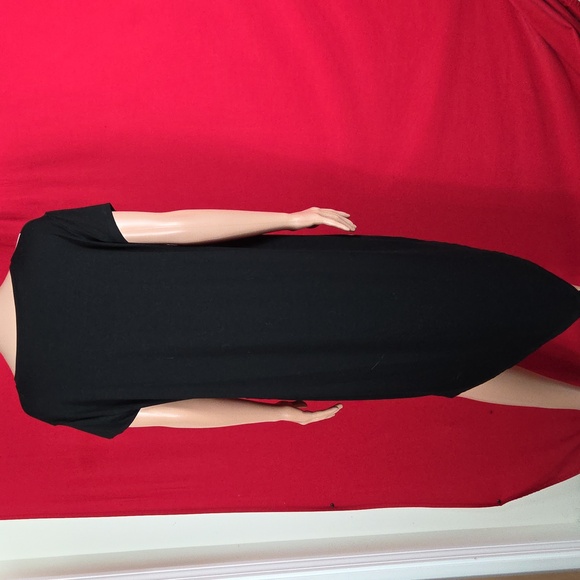 LISA BAYNE Polka Dot Black White Midi Dress Size Large Lagenlook Art To Wear - Picture 5 of 7